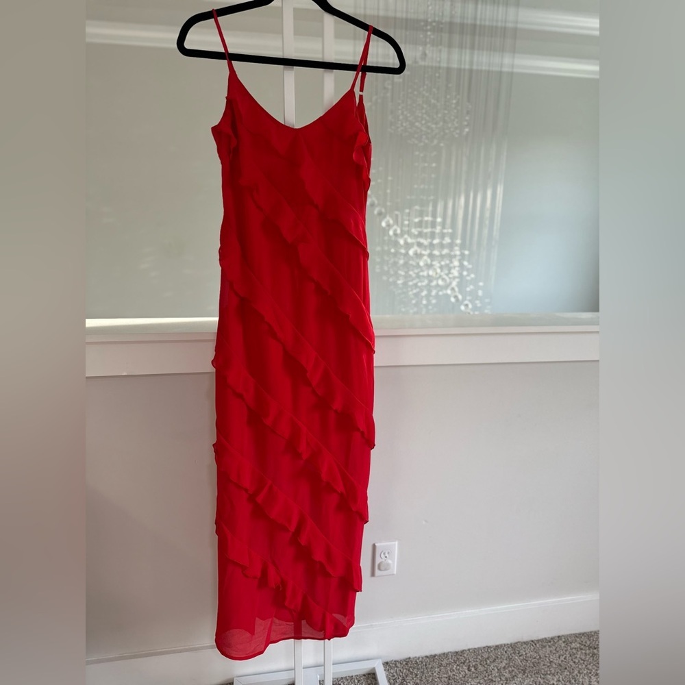 Commense Elegant Red Ruffle Dress - Picture 7 of 8
